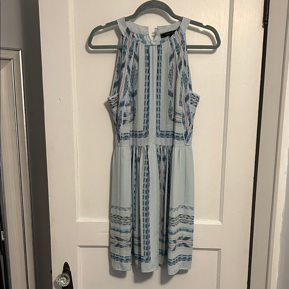 Bcbgmaxazria Light Blue Patterned Mini Dress - image 1